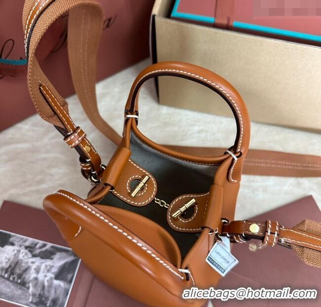 Reasonable Price Loro Piana Small Bale Bucket Bag in Smooth Calfskin Leather 0925 Brown 2025