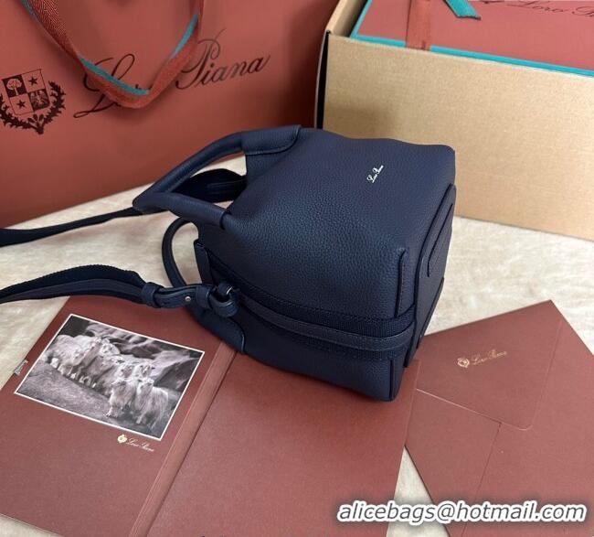 Reasonable Price Loro Piana Small Bale Bucket Bag in Grained Calfskin Leather 0925 Midnight Blue 2025