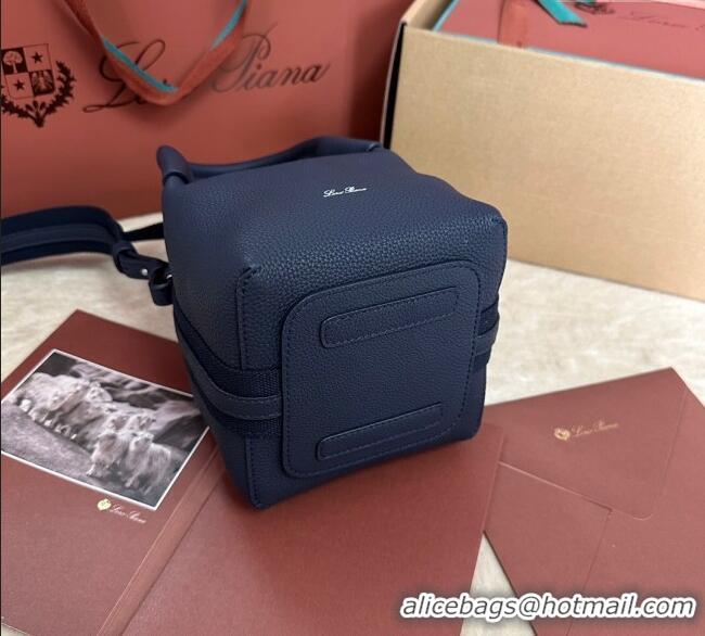 Reasonable Price Loro Piana Small Bale Bucket Bag in Grained Calfskin Leather 0925 Midnight Blue 2025