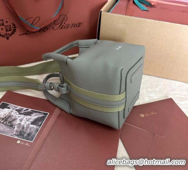 Luxury Cheap Loro Piana Small Bale Bucket Bag in Grained Calfskin Leather 0925 Yerba Mate Green 2025