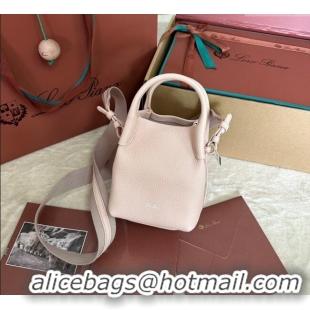 Cheap Price Loro Piana Small Bale Bucket Bag in Grained Calfskin Leather 0925 Marble Pink 2025