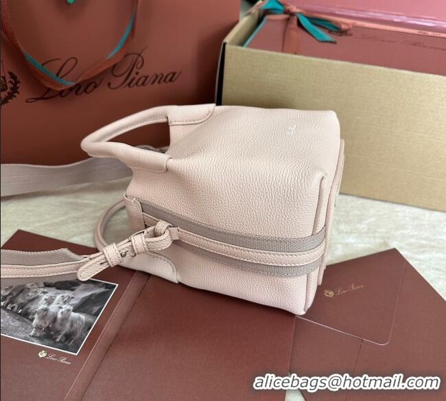 Cheap Price Loro Piana Small Bale Bucket Bag in Grained Calfskin Leather 0925 Marble Pink 2025