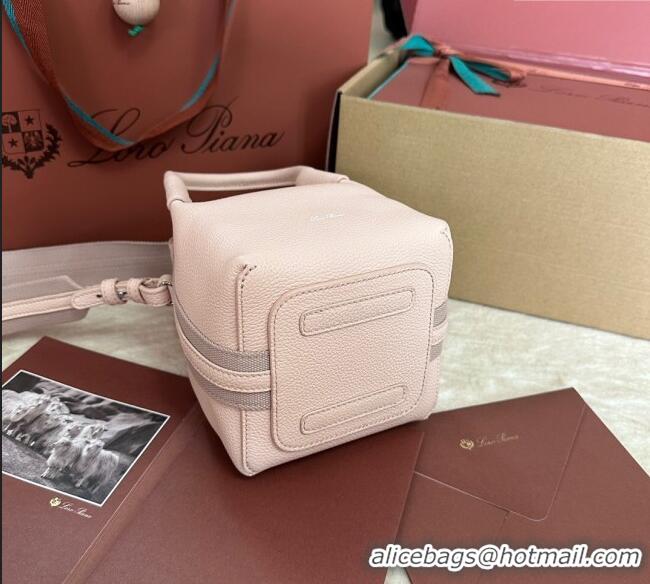 Cheap Price Loro Piana Small Bale Bucket Bag in Grained Calfskin Leather 0925 Marble Pink 2025