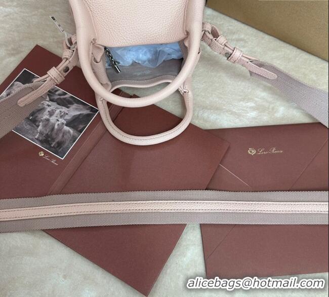 Cheap Price Loro Piana Small Bale Bucket Bag in Grained Calfskin Leather 0925 Marble Pink 2025