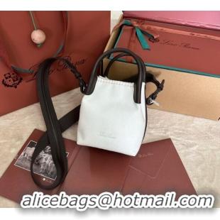 Trendy Design Loro Piana Small Bale Bucket Bag in 0925 White Cashmere 2025