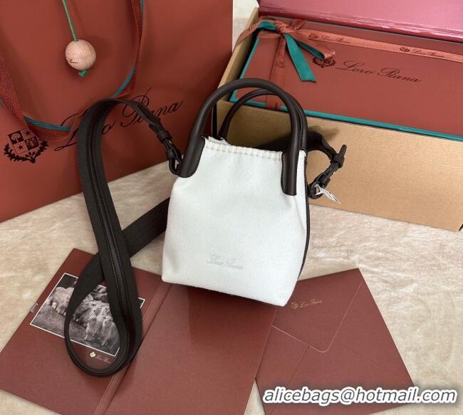 Trendy Design Loro Piana Small Bale Bucket Bag in 0925 White Cashmere 2025
