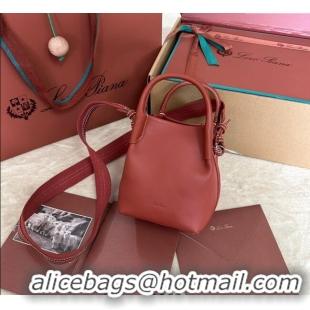 Good Taste Loro Piana Small Bale Bucket Bag in Smooth Calfskin Leather 0925 Red 2025