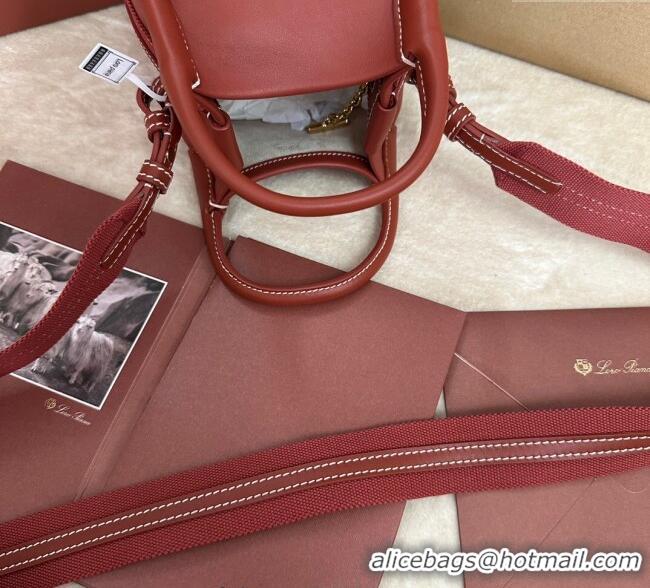 Good Taste Loro Piana Small Bale Bucket Bag in Smooth Calfskin Leather 0925 Red 2025