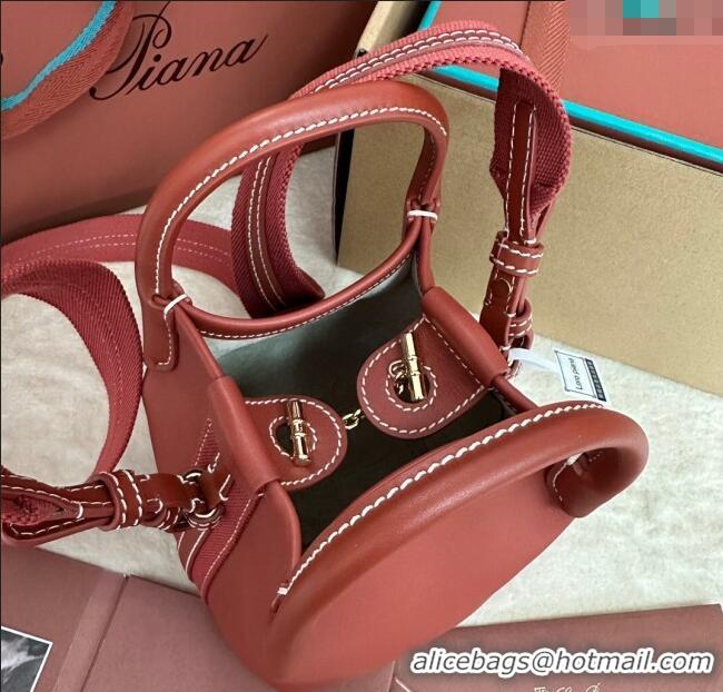 Good Taste Loro Piana Small Bale Bucket Bag in Smooth Calfskin Leather 0925 Red 2025