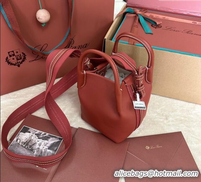 Good Taste Loro Piana Small Bale Bucket Bag in Smooth Calfskin Leather 0925 Red 2025