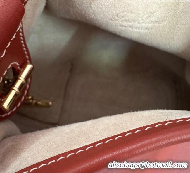 Good Taste Loro Piana Small Bale Bucket Bag in Smooth Calfskin Leather 0925 Red 2025