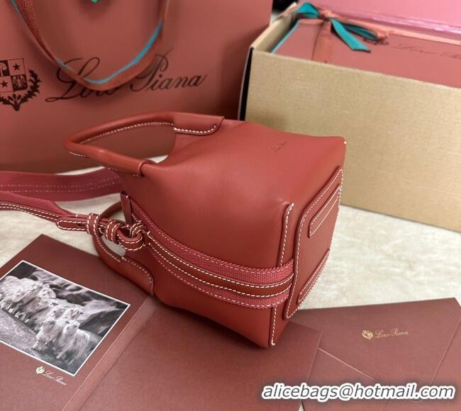 Good Taste Loro Piana Small Bale Bucket Bag in Smooth Calfskin Leather 0925 Red 2025