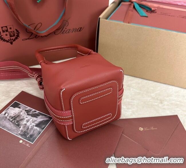 Good Taste Loro Piana Small Bale Bucket Bag in Smooth Calfskin Leather 0925 Red 2025