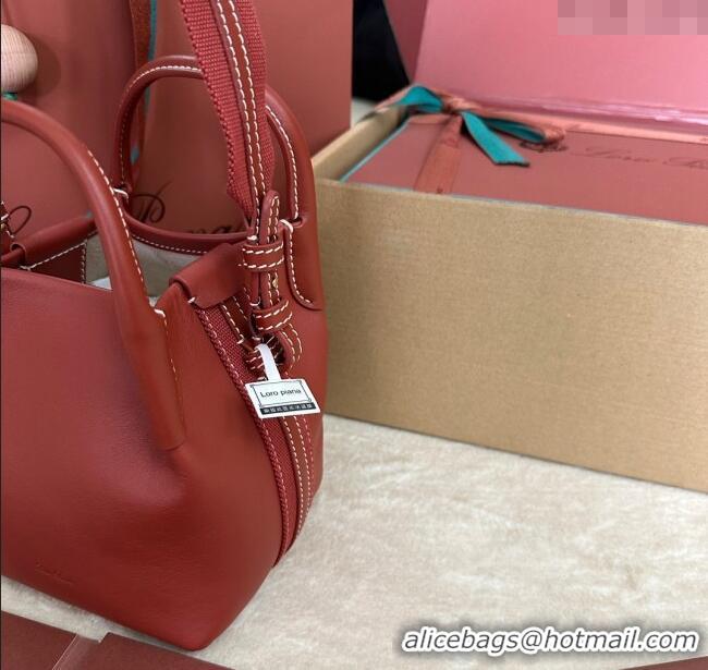 Good Taste Loro Piana Small Bale Bucket Bag in Smooth Calfskin Leather 0925 Red 2025