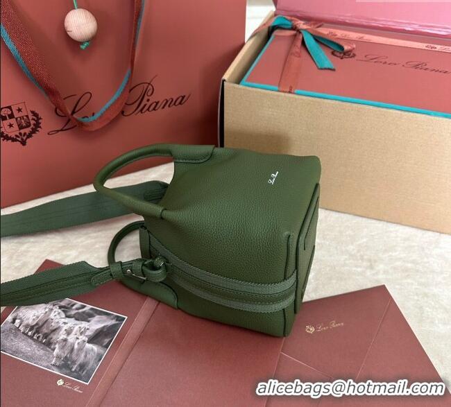 Buy Fashionable Loro Piana Small Bale Bucket Bag in Grained Calfskin Leather 0925 Lichen Green 2025