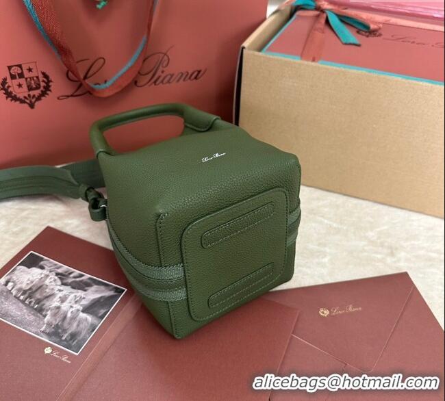 Buy Fashionable Loro Piana Small Bale Bucket Bag in Grained Calfskin Leather 0925 Lichen Green 2025