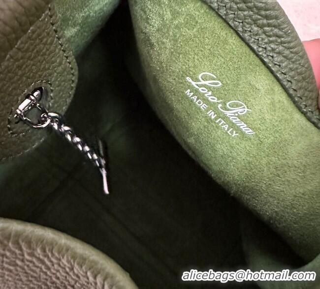 Buy Fashionable Loro Piana Small Bale Bucket Bag in Grained Calfskin Leather 0925 Lichen Green 2025