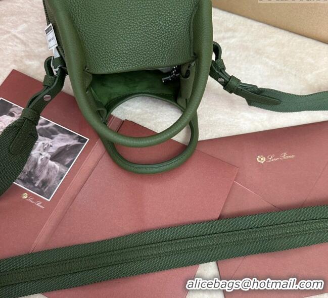 Buy Fashionable Loro Piana Small Bale Bucket Bag in Grained Calfskin Leather 0925 Lichen Green 2025