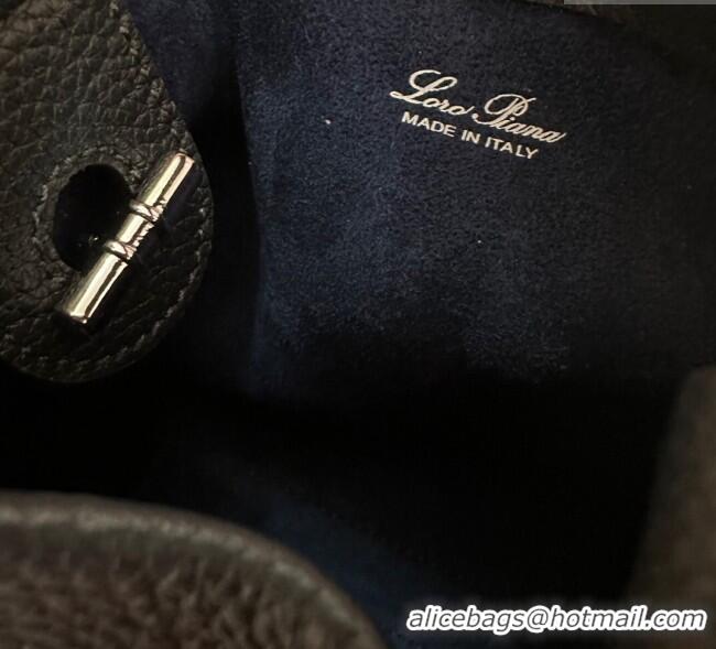 Best Price Loro Piana Small Bale Bucket Bag in Grained Calfskin Leather 0925 Dark Royal Blue 2025