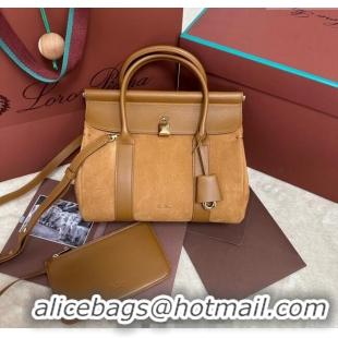 Top Grade Loro Piana Loom Top Handle bag L25 in Nubuck and Calfskin Leather 0925 Brown 2025