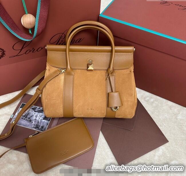 Top Grade Loro Piana Loom Top Handle bag L25 in Nubuck and Calfskin Leather 0925 Brown 2025