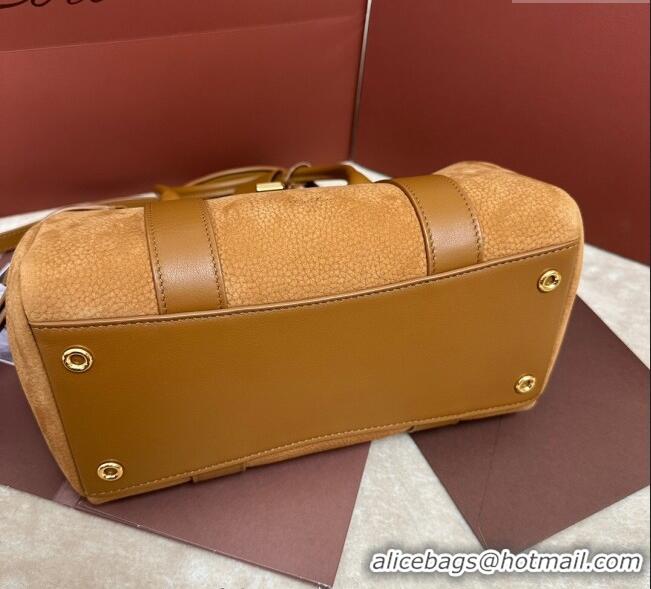 Top Grade Loro Piana Loom Top Handle bag L25 in Nubuck and Calfskin Leather 0925 Brown 2025