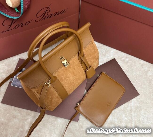 Top Grade Loro Piana Loom Top Handle bag L25 in Nubuck and Calfskin Leather 0925 Brown 2025