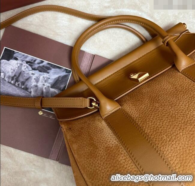Top Grade Loro Piana Loom Top Handle bag L25 in Nubuck and Calfskin Leather 0925 Brown 2025