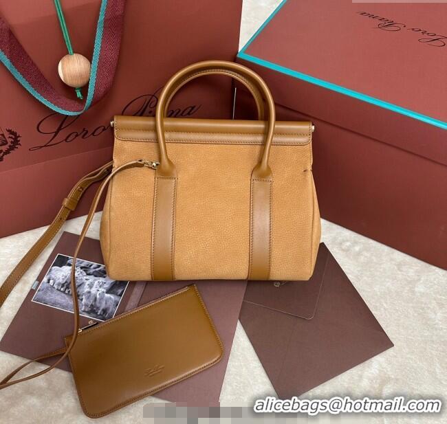 Top Grade Loro Piana Loom Top Handle bag L25 in Nubuck and Calfskin Leather 0925 Brown 2025