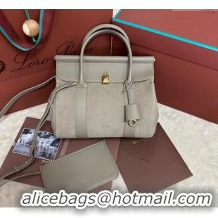 Top Design Loro Piana Loom Top Handle bag L25 in Nubuck and Calfskin Leather 0925 Grey 2025