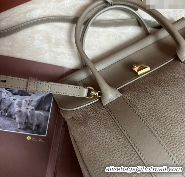 Top Design Loro Piana Loom Top Handle bag L25 in Nubuck and Calfskin Leather 0925 Grey 2025