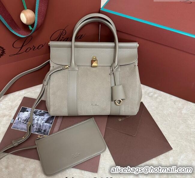Top Design Loro Piana Loom Top Handle bag L25 in Nubuck and Calfskin Leather 0925 Grey 2025