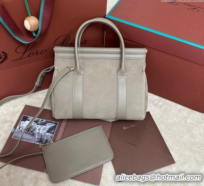 Top Design Loro Piana Loom Top Handle bag L25 in Nubuck and Calfskin Leather 0925 Grey 2025