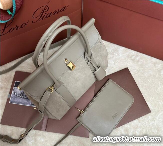 Top Design Loro Piana Loom Top Handle bag L25 in Nubuck and Calfskin Leather 0925 Grey 2025