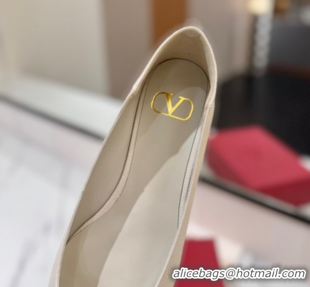 Best Product Valentino VLogo Signature Flat Shoes in Grained Calfskin White 2025 VA082103