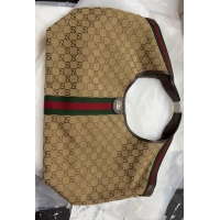 Top Grade Gucci Giglio Large Tote Bag in Beige and GG Canvas 853971 Dark Brown 2025