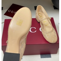 Grade Quality Gucci Allover GG Strass Mesh Mary Janes Pumps 2.5cm Nude2 2025 836809