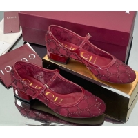 Best Price Gucci Allover GG Strass Mesh Mary Janes Pumps 2.5cm Red 2025 836809