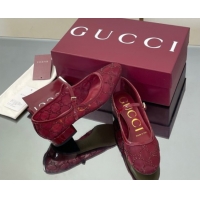 Best Price Gucci Allover GG Strass Mesh Mary Janes Pumps 2.5cm Red 2025 836809