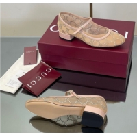 Shop Cheap Gucci Allover GG Strass Mesh Mary Janes Pumps 2.5cm Nude/Pink 2025 836809