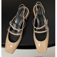 Buy New Cheap Gucci Patent Leather Slingback Pump 5.5cm with Strass GG Buckle Strap Beige 0828014