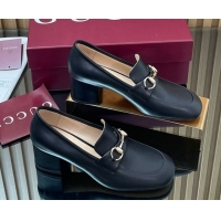 Best Price Gucci Loafer Pumps 5.5cm with Horsebit in Calf Leather Black 832443