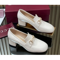 Shop Cheap Gucci Loafer Pumps 5.5cm with Horsebit in Calf Leather White 832443