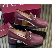 Good Quality Gucci Loafer Pumps 5.5cm with Horsebit in Calf Leather Ancora Red 2025 832443