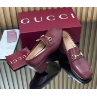 Good Quality Gucci Loafer Pumps 5.5cm with Horsebit in Calf Leather Ancora Red 2025 832443
