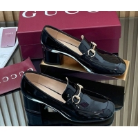 Buy Discount Gucci Loafer Pumps 5.5cm with Horsebit in Patent Leather Black 2025 832443