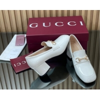 Purchase Gucci Loafer Pumps 5.5cm with Horsebit in Patent Leather White 2025 832443