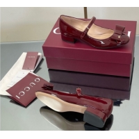 Best Product Gucci Bow Mary Jane Ballet Flats in Patent Leather Ancora Red 2025 835748