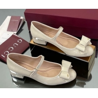 Most Popular Gucci Bow Mary Jane Ballet Flats in Patent Leather White 2025 835748