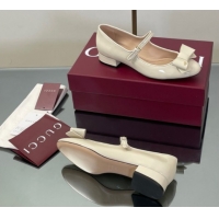 Most Popular Gucci Bow Mary Jane Ballet Flats in Patent Leather White 2025 835748
